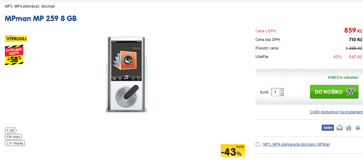 MP4 přehrávač MPman, 8 GB, kamera