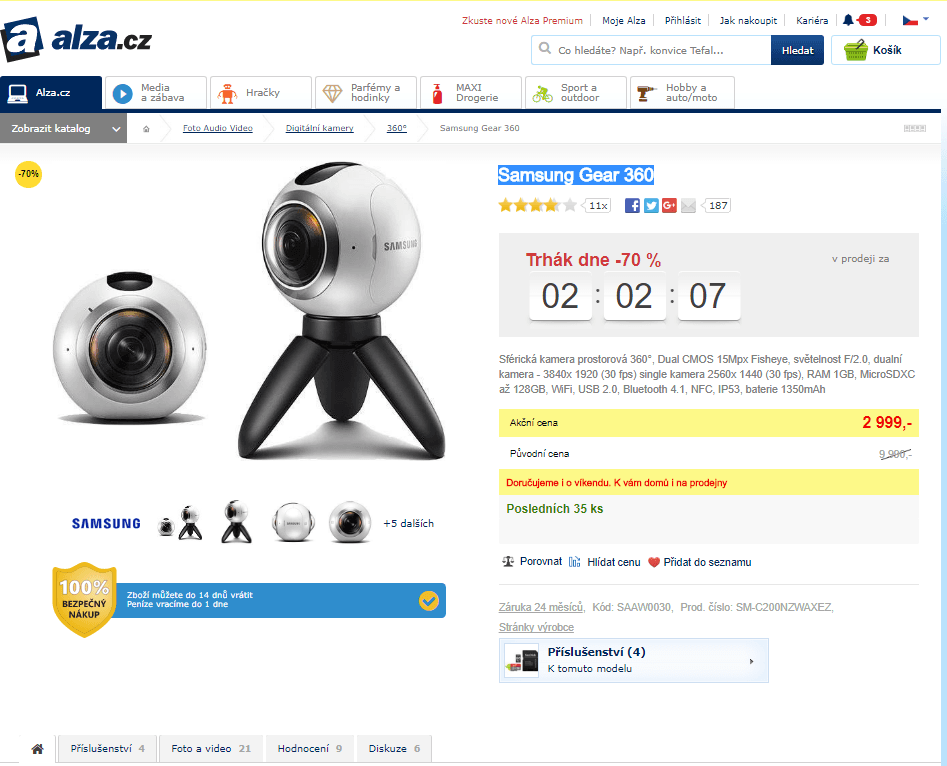 Sférická kamera Samsung Gear 360