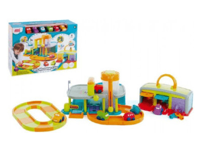 Dráha město s garáží a autíčky 6ks