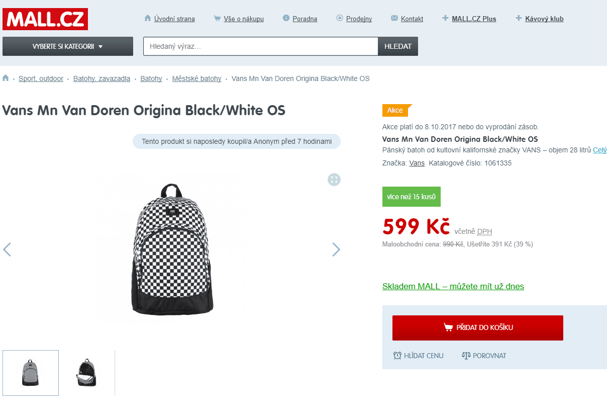 Pánský batoh Vans černo/bílý, 28 L