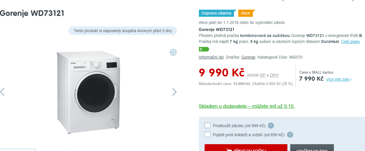 Pračka se sušičkou Gorenje 7/5 kg, 1200 ot., 