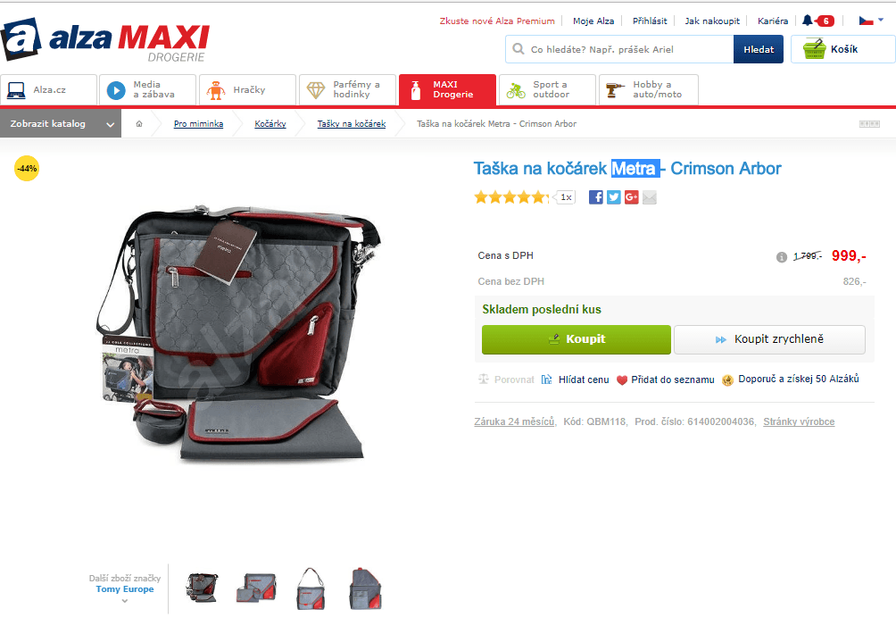 Taška na kočárek Metra - Crimson Arbor