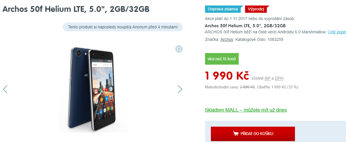 Archos, 4x 1,1GHz, 2GB RAM, 5", LTE