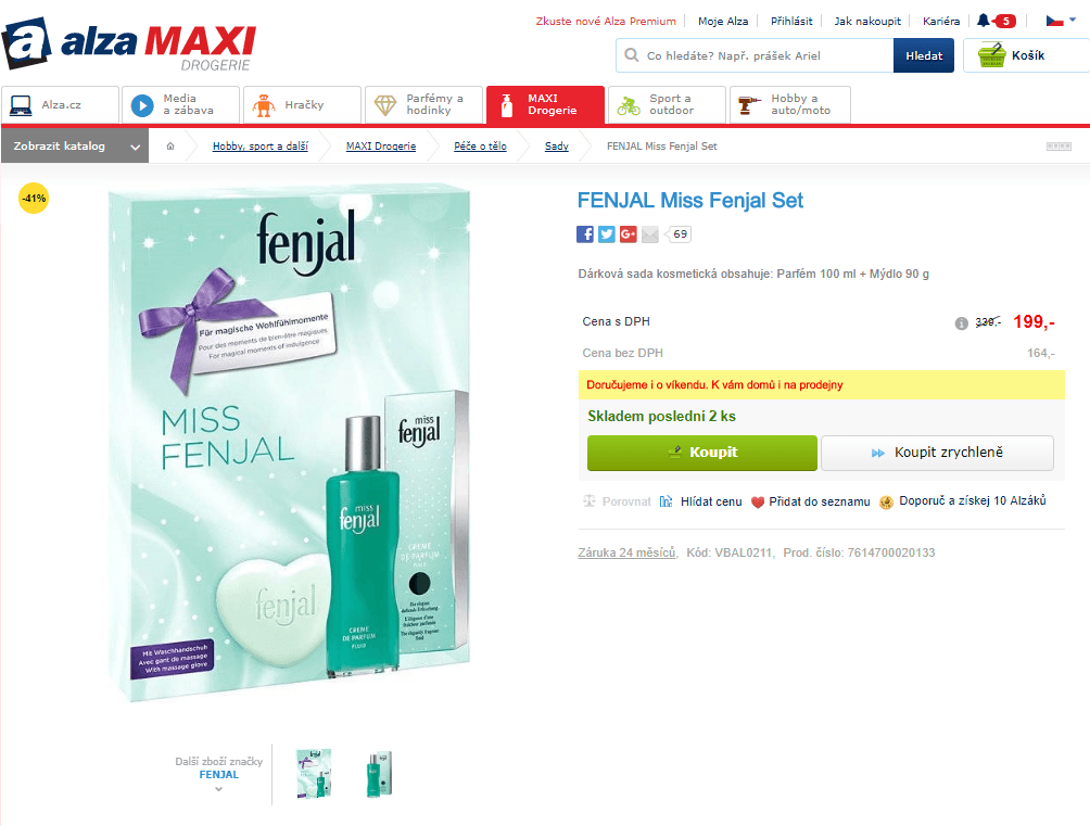 Dárková sada FENJAL (parfém + mýdlo)