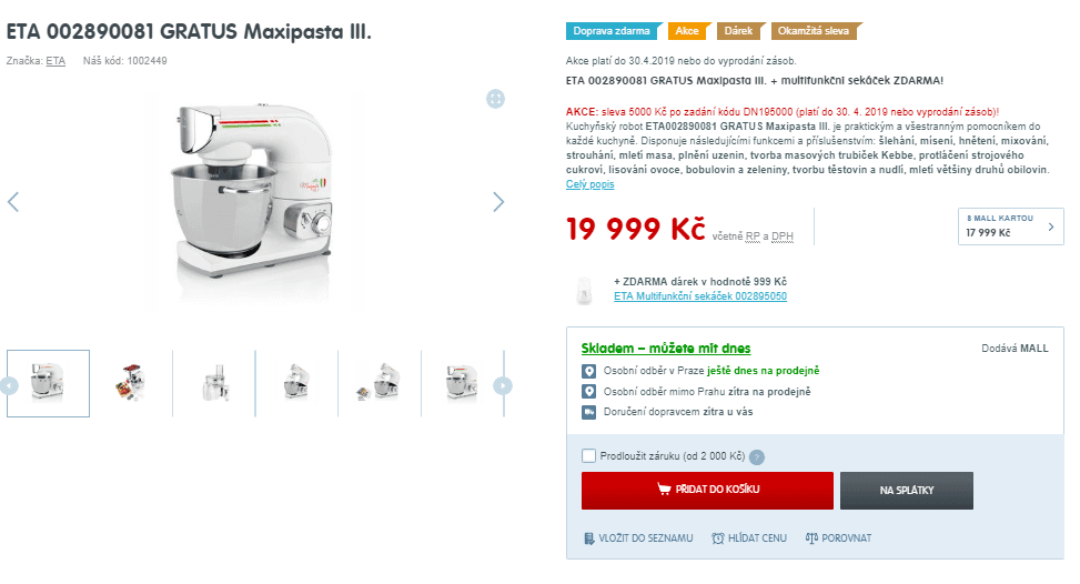 Kuchyňský robot ETA GRATUS Maxipasta