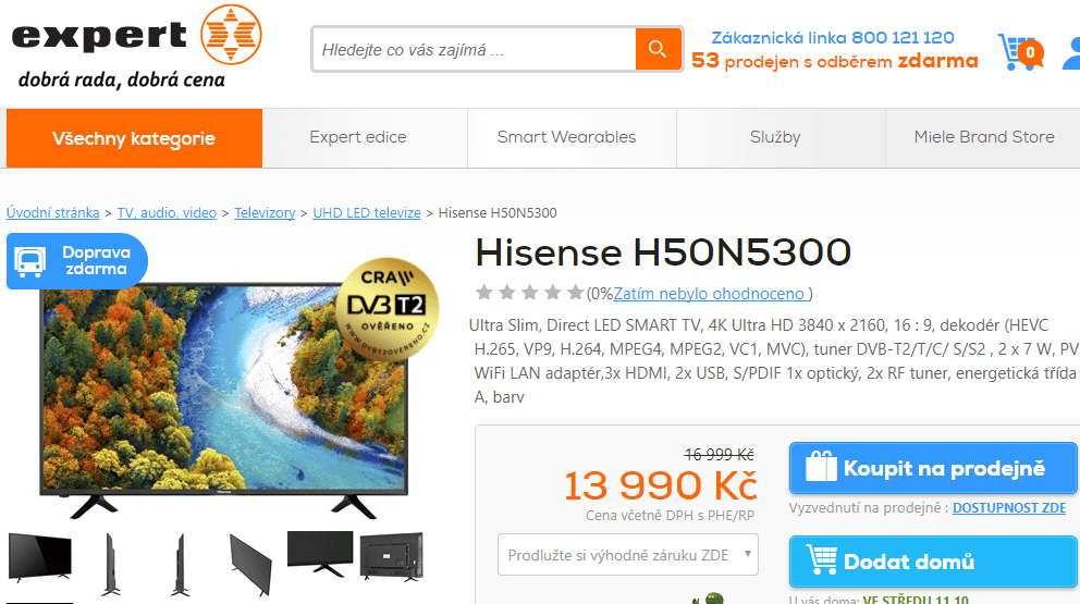 Ultra HD TV, Smart, 126 cm, Hisense