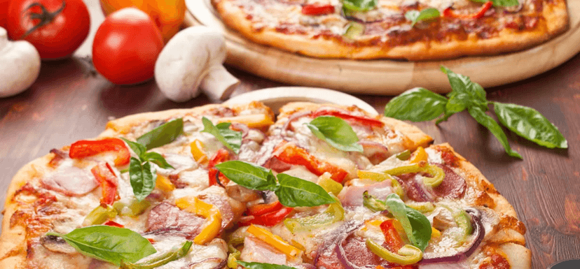 2× pizza o průměru 32 cm + 2× toast