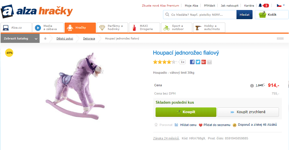 Houpací jednorožec fialový