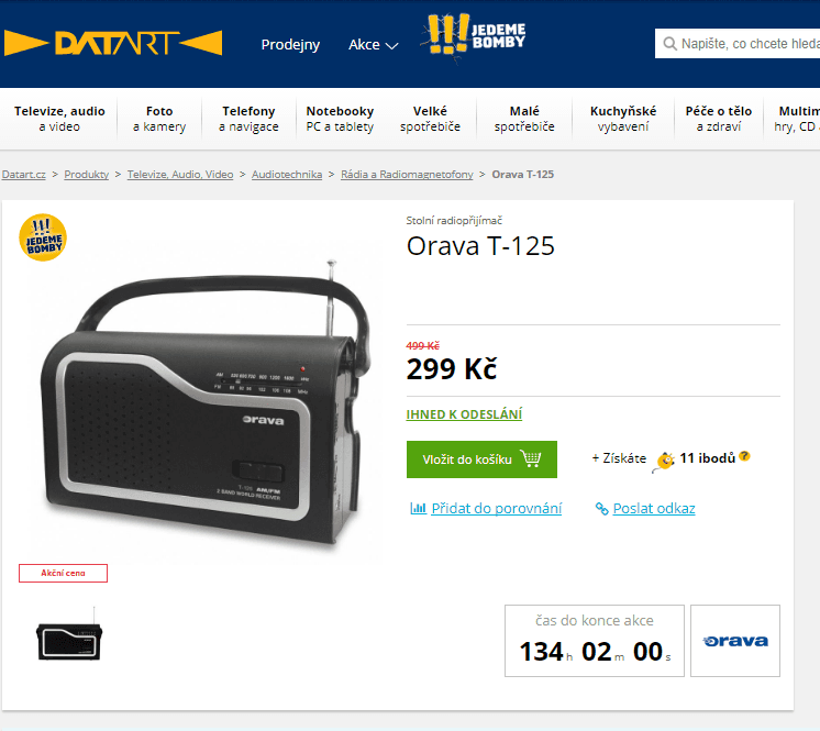 Stolní radiopřijímač Orava T-125