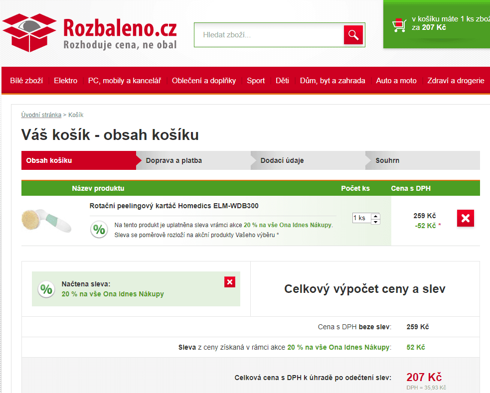 Rotační peelingový kartáč HoMEDICS 
