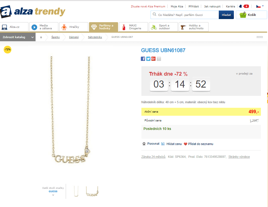 Guess Náhrdelník s nápisem, 40 cm