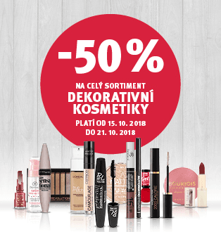 Sleva 50% na dekorativní kosmetiku