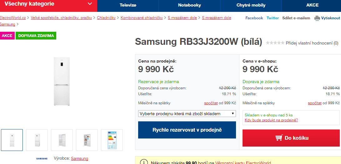 Lednice Samsung, 185cm, A+, displej, no frost