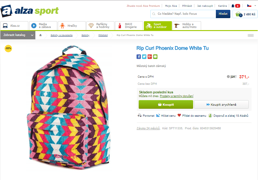 Dámský batoh Rip Curl Phoenix Dome White Tu
