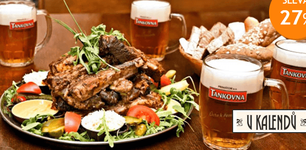 Pečená žebra v BBQ omáčce a tankové pivo