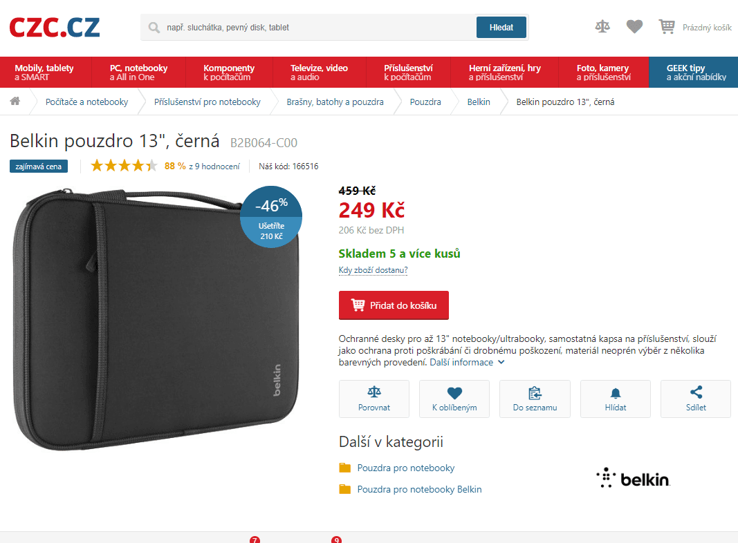 Pouzdro na notebook 13", Belkin