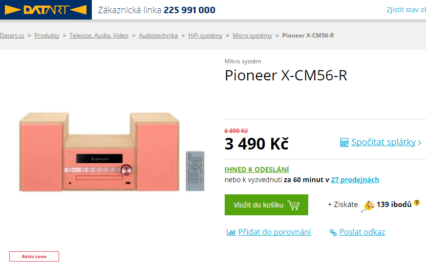 Audio systém Pioneer X-CM56, NFC, BT, CD, USB