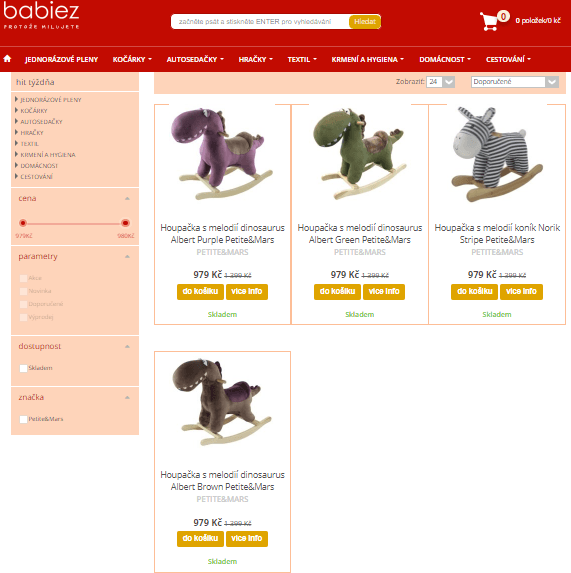 Houpačka s melodii Petite&Mars dinosaurus