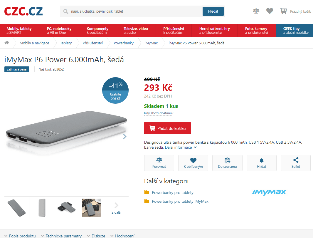 Powerbanka iMyMax P6 Power 6.000mAh