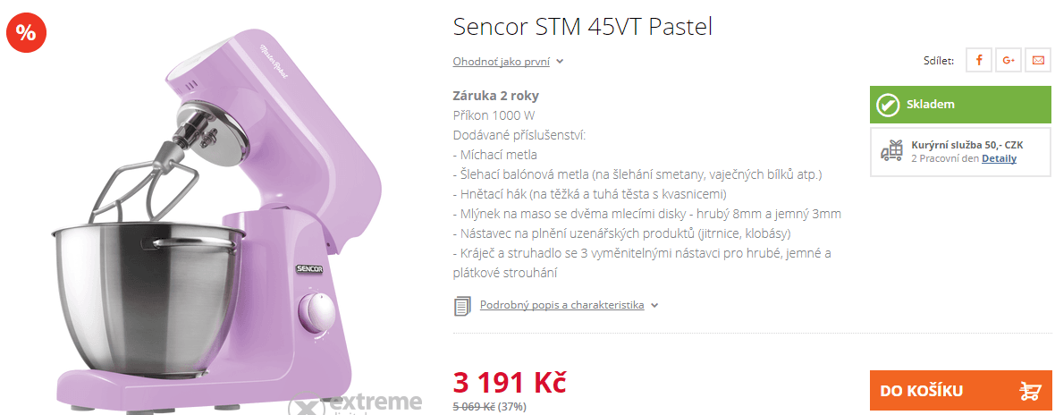 Kuchyňský robot Sencor, bohaté příslušenství