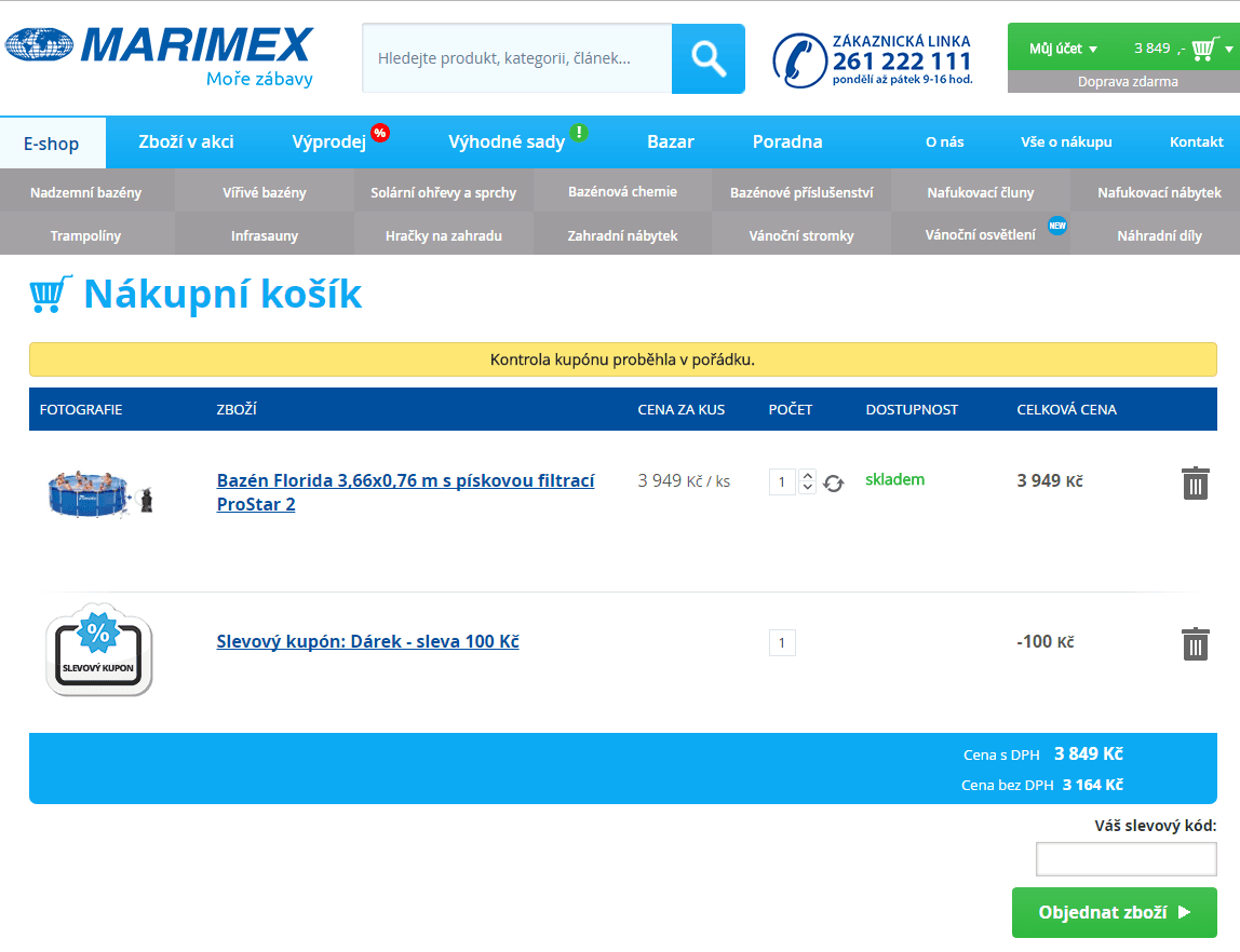 Bazén Florida 3,66x0,76 m + písková filtrace