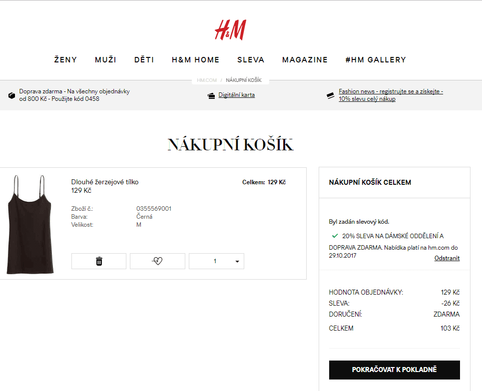 H&M - sleva 20% + doprava zdarma