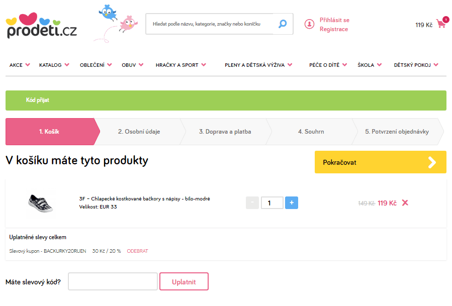 Prodeti.cz - sleva 20% na dětské bačkůrky