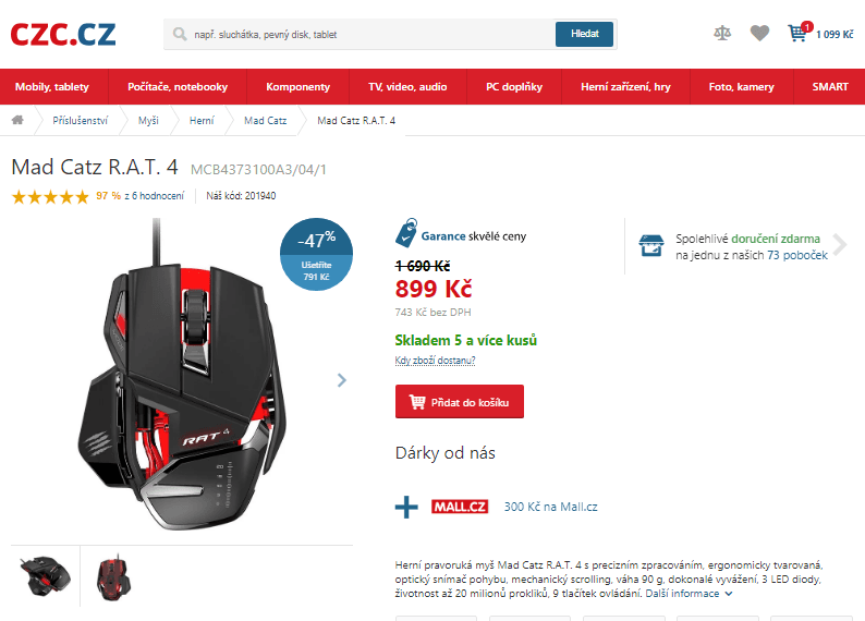 Herní myš Mad Catz R.A.T. 4
