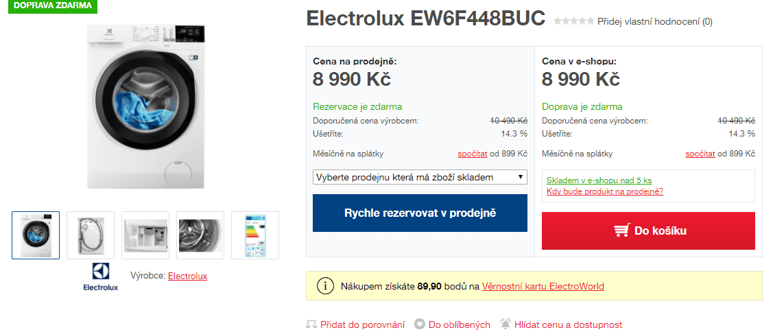 Electrolux, 8kg, 1400 ot., A+++