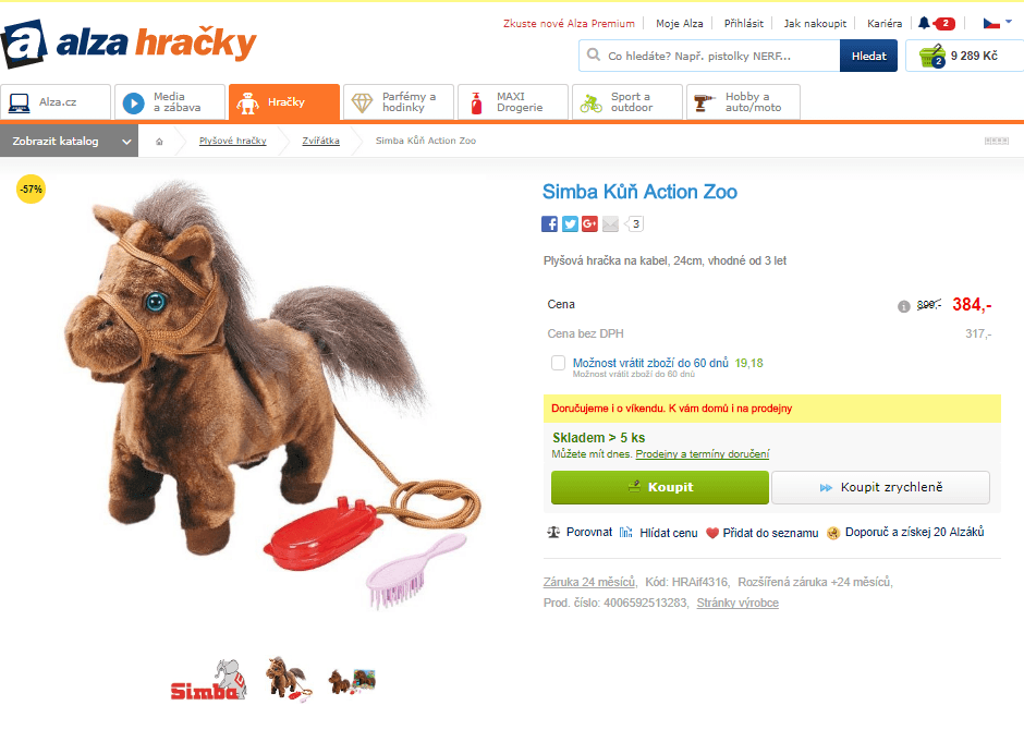 Plyšová hračka Simba Kůň Action Zoo