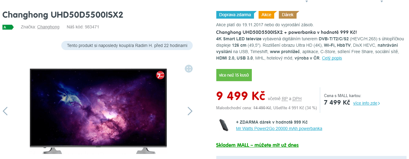 Ultra HD TV, Smart, 126cm, Changhong