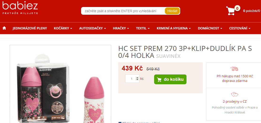 Dárkový set Suavinex - láhev 270ml, dudlík, klip