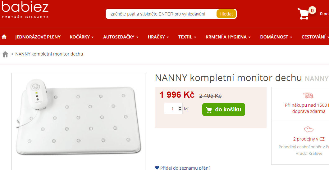 Monitor dechu Jablotron Nanny BM 02