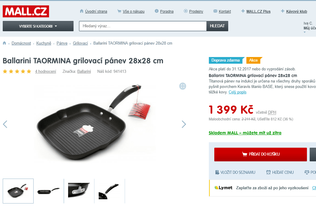 Titanová grilovací pánev Ballarini Taormína 28x28c