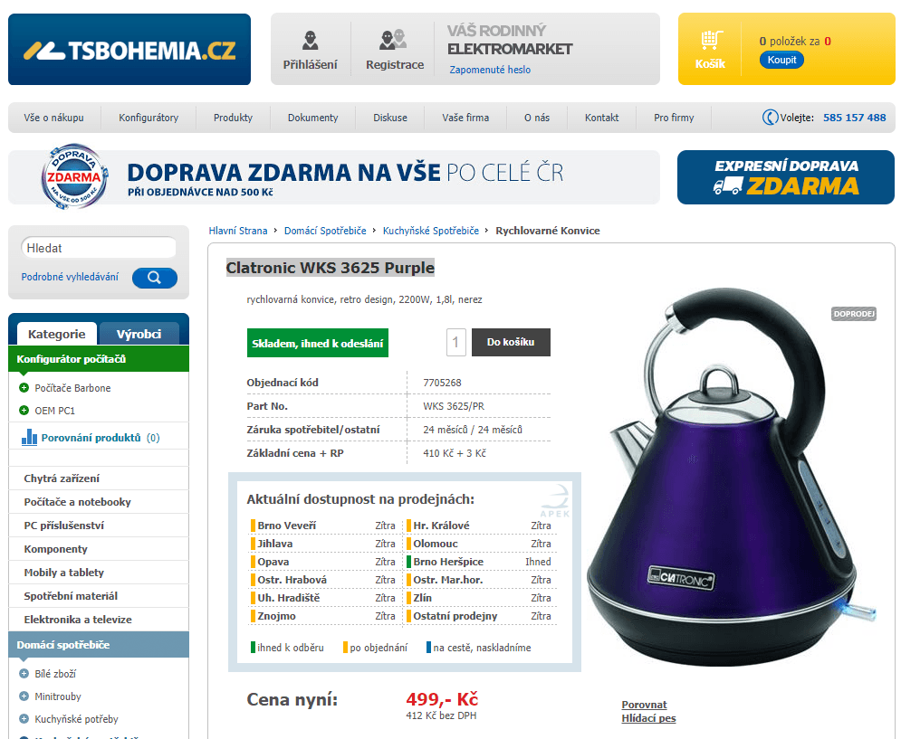 Rychlovarná konvice Clatronic, nerez, 1,8L