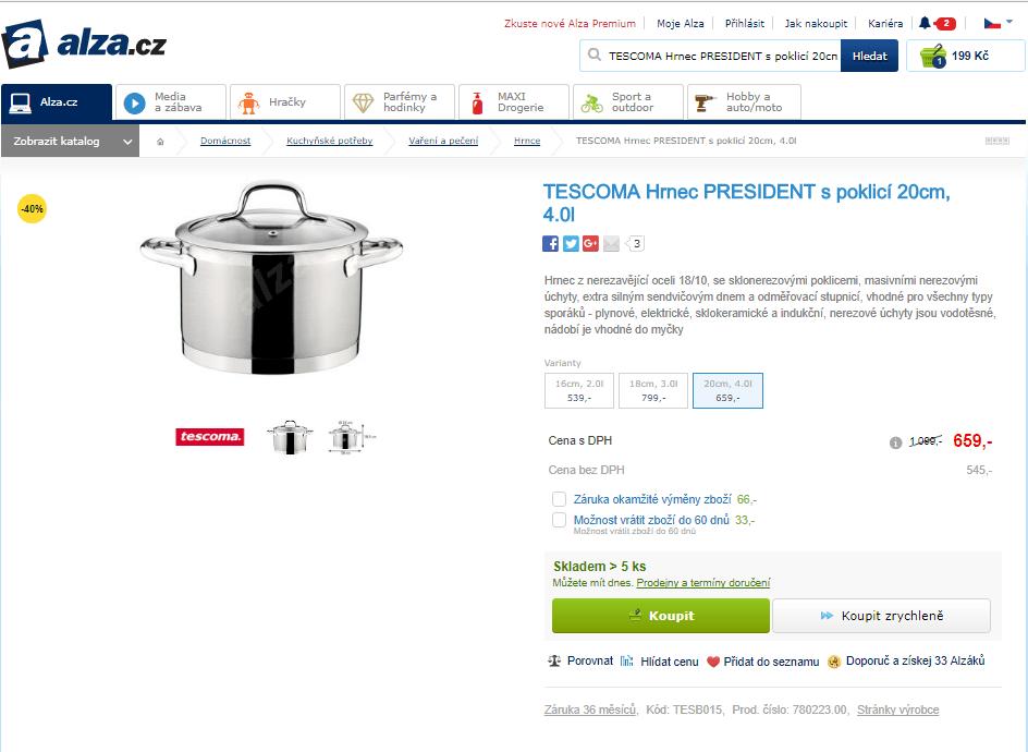 Hrnec Tescoma President, 20 cm, 4 litry
