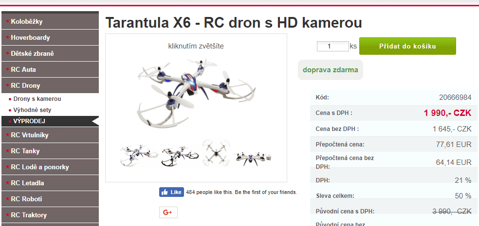 RC kvadrokoptéra X6 tarantule + HD kamera