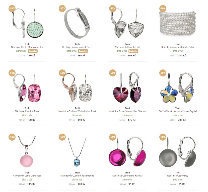 Sleva 50% na vybrané šperky