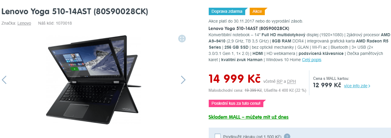 Lenovo Yoga, až 3,5GHz, 8GB RAM, 14"