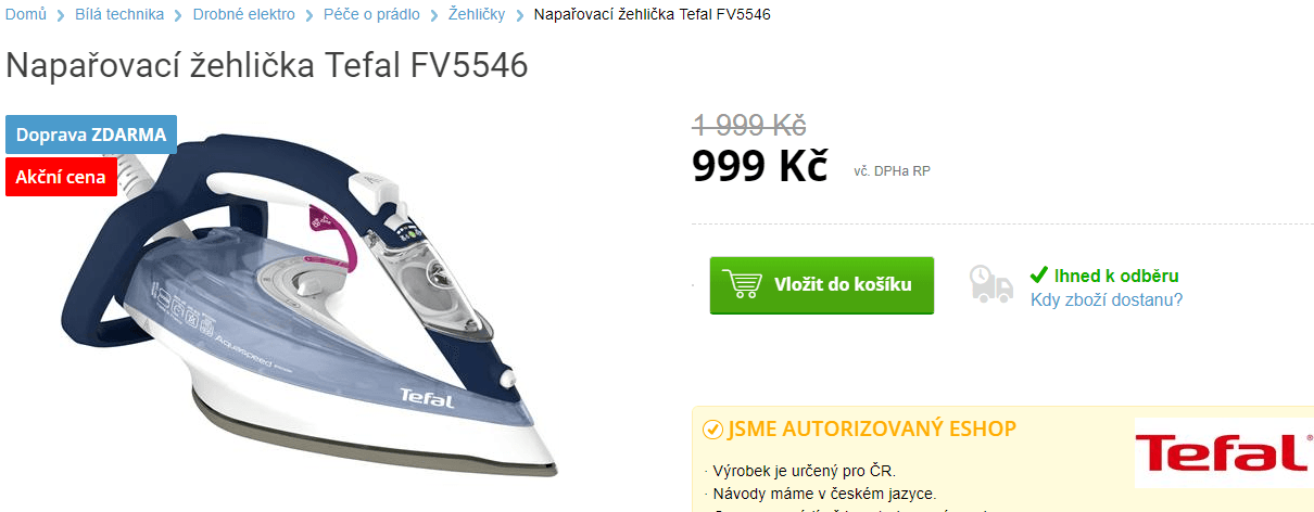 Napařovací žehlička TEFAL FV 5546