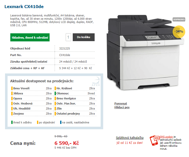 Tiskárna Lexmark CX-410de - barva, laser, 4v1