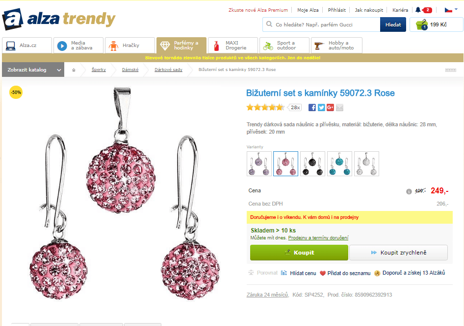 Dárková sada náušnic a přívěsku