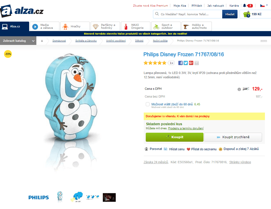 Lampa přenosná Philips Disney Frozen