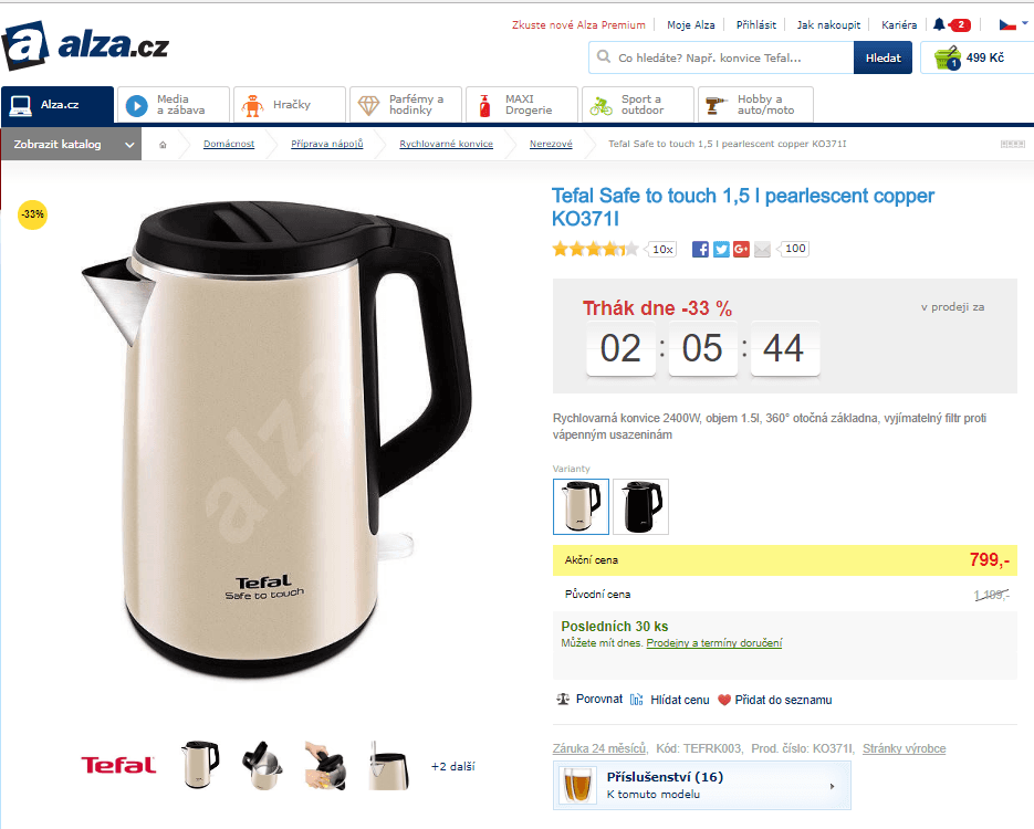 Rychlovarná konvice Tefal, 1,5 l / 2400 W