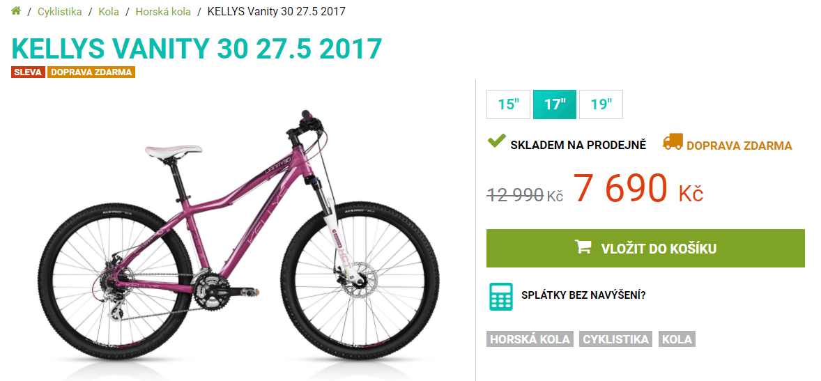 Dámské horské kolo Kellys Vanity 30 2017