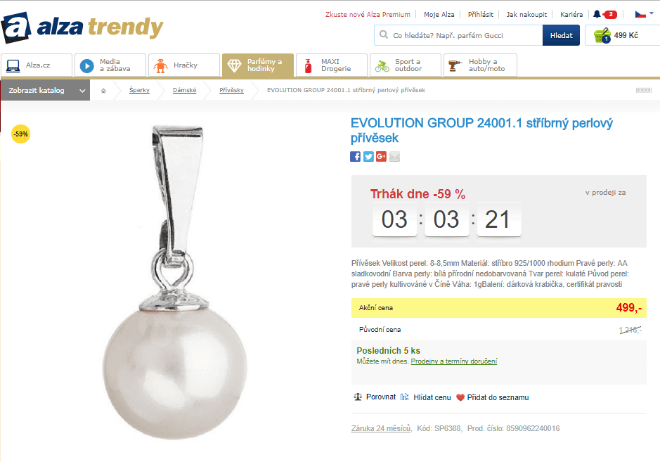 Stříbrný perlový přívěsek Evolution Group