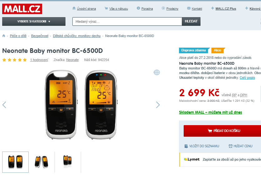 Dětská chůvička Neonate BC-6500D