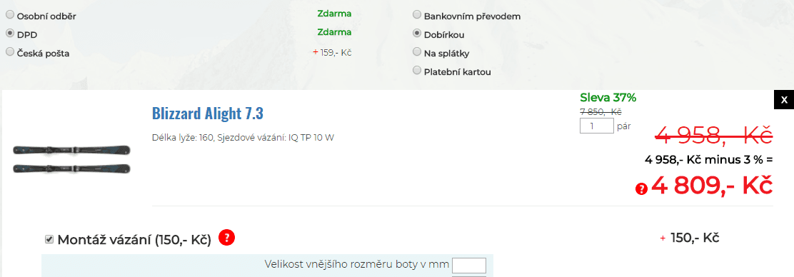 Dámské lyže Blizzard, vázání, montáž, 160cm