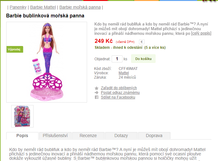 Panenka Barbie s bublifukem a doplňky