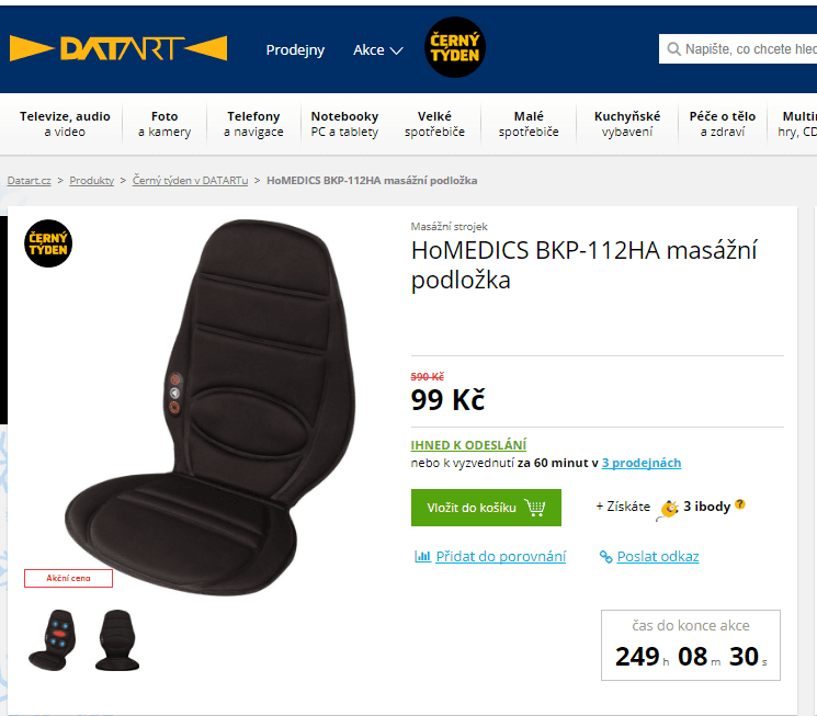Masážní podložka HoMEDICS, vibrace, teplo